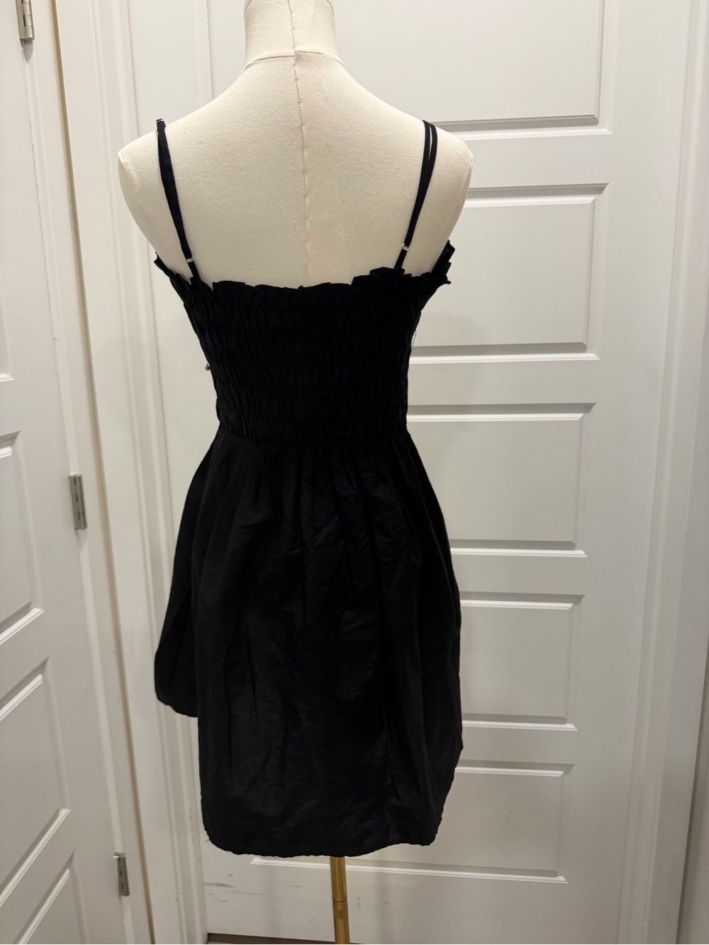 Zara Black Smocked Spaghetti-Strap Mini Dress - Picture 7 of 9
